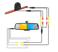 Per VW Per Crafter 2006-2016 Kit Telecamera Per Retromarcia Con Monitor A Schermo Diviso 720P Kit Con Luce Freno A Doppia Lente Telecamera Posteriore(B)
