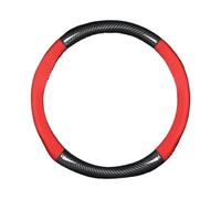Per VW Per Polo Plus 1.5 2019 2021 2022 2023 1 Pz Coprivolante Auto In Pelle accessorio(Forma rotonda - Rosso)