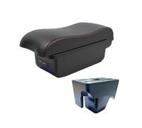 Per VW Per TERA 2025 Bracciolo Per Auto Aggiornamento Interno Console Centrale Doppia Scatola Immagazzinaggio Accessori Modifica USB Auto Console Centrale(B1 Black red 3 USB)