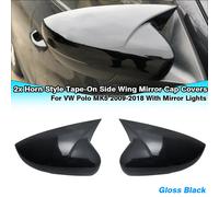 Per VW Polo V 2009-2018 2X Calotta Specchio Retrovisore Nero lucido ABS Adesivo