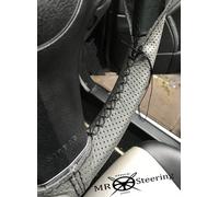 Per VW Scirocco MK2 Grigio Perforata Volante IN Pelle Cover Nero Doppio S.