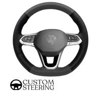 Per VW TIGUAN 19-24 Copertura Del Volante In Pelle Perforata Grigia Scura E Nera