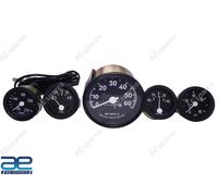 Per Willys Jeep Ford Gpw Calibri Kit Tachimetro Temp-Oil Fuel Ampere Nero Aes