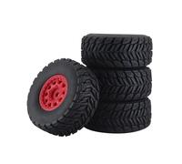 Per Wltoys Per Arrma Per Mini Per Mojave Per Grom Per Mjx Per Hyper Go 14301 1/14 4 Pezzi Pneumatico In Gomma 64 Mm Mozzo Ruota Esagonale In ABS 12 Auto RC Pneumatici Cerchi Rc(Red)