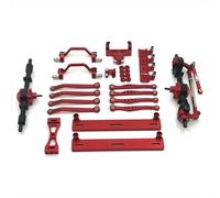 Per WPL 1/16 C64 RC Parts Metal Upgrade Asse Anteriore E Posteriore Pedale Asta Sospensione Telaio Timone Base Set Parti Modificate RC Modifiche(Red)