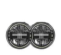 Per Wrangler Per JK Universal Car 7'' LED Headlight H4 Anabbaglianti Fari Rotondi Luci Di Marcia Per Auto Di Ricambio Gruppo Faro Anteriore(2pc Black)