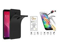 PER XIAOMI REDMI 5 PLUS (5,99) COPERTURA CUSTODIA COVER SOFT SLIM CASE GEL SILICONE MORBIDA TPU + PELLICOLA VETRO TEMPERATO TOUCH DISPLAY ANTIURTO 9H (NERO)