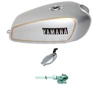 Per Yamaha Rx100 Rx125 Argento Benzina Serbatoio D'Oro Strappo Con Coperchio