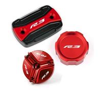 Per YAMAHA YZFR3 YZF R3 YZF-R3 2015-2024 Moto CNC Anteriore Posteriore Serbatoio Del Liquido Freni Coperchio Del Serbatoio Tappo Di Riempimento Olio Accessori(Combo Red)