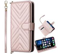 per ZTE nubia Neo 2 5G Custodia, Flip Wallet Cover in Pelle con 6 Slot per Carte Cavalletto Magnetica per ZTE nubia Neo 2 5G-Rosa