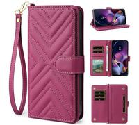 per ZTE nubia Neo 3 5G Custodia, Flip Wallet Cover in Pelle con 6 Slot per Carte Cavalletto Magnetica per ZTE nubia Neo 3 5G-Rosso