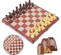 Peradix 2 in 1 Scacchi e Dama Magnetici, Scacchiera Pieghevole Gioco Intelligente Set da Viaggio Classico, Portatile (31 * 31CM)