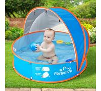 Peradix 4 In 1 Tenda da Spiaggia per Bambini,Tenda con Mini Piscina Neonati, Tenda da Sole, Tenda Mare Neonato Portatile,Anti-Uv Pop Up Tenda con Zanzariera per Interni ed Esterni