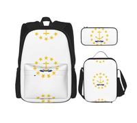 perangg Rhode Island State Flag Print Set 3 pezzi zaino, borsa pranzo, astuccio, carino robusto per college e viaggi