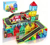 Perbabe 72 pezzi Costruzioni Magnetiche Giochi Bambini, Più forte Costruzioni per Bambini con Topper Stradali e Auto Tessere Magnetiche per Natale, Compleanno Regalo Bambino 3 4 5 6 7 8 anni