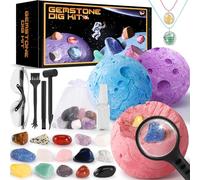 Perbabe Naturale Pietre e Cristalli, Realizzazione Collana Cristalli e Kit di Scavo, Minerali da Collezione STEM Esperimenti Scientifici per Bambini per Bambini Regalo o regalo di Pasqua dai 6+