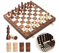 Perbabe Scacchiera in Legno, 39x39 cm Scacchiera Pieghevol Portatile Scacchi Magnetici per Bambini Adulti Festa di Viaggio