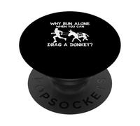 Perché correre da solo quando si può trascinare un asino divertente Burro Racing PopSockets PopGrip Adesivo