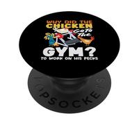 Perché il pollo è andato in palestra Pecks divertente gioco di parole di allenamento PopSockets PopGrip Adesivo