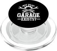Perché rilassarsi quando il garage esiste Garage Meccanico Car Guy PopSockets PopGrip per MagSafe