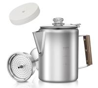 Percolatore per caffè con 100 filtri da caffè, 9 tazze, in acciaio inox resistente, caffettiera da campeggio, per preparare il caffè sul fuoco, griglia o piano cottura, ideale per casa, campeggio