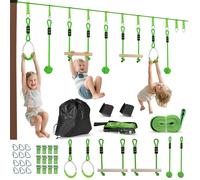 Percorso a ostacoli AIYAPLAY Ninja per bambini, 10 m, portata 50 kg, con Slackline e borsa per il trasporto, attrezzatura per giochi all'aperto