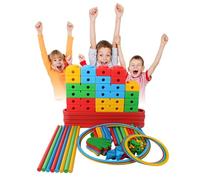 Percorso ad Ostacoli Set per l'allenamento dell'equilibrio con barra di stabilità, kit per il percorso a ostacoli, esercizio di coordinazione sensoriale per il divertimento all'aperto