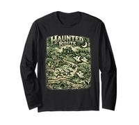 Percorso infestato Halloween Spooky Vintage Horror inquietante Classico Maglia a Manica