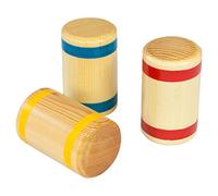 Percussion Plus PP227 - Shaker in legno, con strisce blu/giallo/rosse, misura S