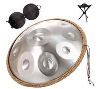 Percussioni A Mano, Tamburi A Mano In Acciaio, Handpan Drum In Acciaio Per Adulti, Handpan In Re Minore, Strumento A Tamburo Handpan - 22 Pollici 9 Note 432 Hz/440 Hz Tamburo Per Lingua(Silver,432HZ)