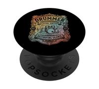 Percussioni Steampunk vintage del batterista distruggendo il silenzio PopSockets PopGrip Adesivo