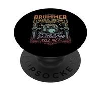 Percussioni Steampunk vintage del batterista distruggendo il silenzio PopSockets PopGrip Adesivo
