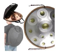 Percussioni - Tamburo A Mano Armonico Professionale In Re Minore 9/10/12 Note 440Hz 22 Pollici Steel Hand Drum, Strumento Handpan Per Adulti Con Borsa, Bacchette, Supporto Hand Pan(Golden eye,10 Notes
