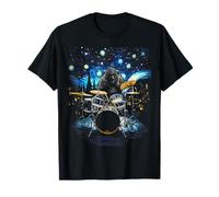 Percussionista Il Batterista Van Gogh Bigfoot Suonare la Batteria Maglietta