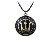 Percy Jackson Trident Shield - Collana Poseidon con ciondolo a forma di scudo di Mezza Sangue, con sacchetto regalo incluso