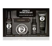 Percy Nobleman, Kit completo per la cura della barba, contenente un ammorbidente per barba, olio profumato per barba, balsamo per barba, lavaggio barba e pettine pieghevole in acetato