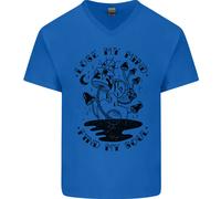 Perdi La Testa Maglietta In Cotone V-Neck Divertente Con Funghi Magici E Droga