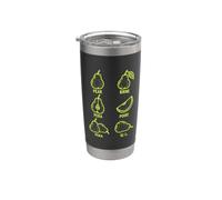Pere disegnate a mano carine multilingue Bicchiere termico in acciaio inox doppia parete
