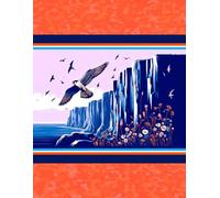 Peregrine Falcon Novelty Notebook - Blue Cliffs Boho Design: Orange Background 8.5" X 11" 140 Pages Wide Ruled Paperback