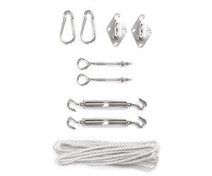 Perel 5454 - Set di montaggio e fissaggio per tenda a vela, colore: Grigio
