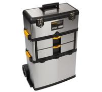 Perel Carrello portautensili, 3 pezzi, impilabile, RVS, con manico telescopico, ruote, chiusure in plastica, 570 x 354 x 830 mm