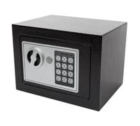 Perel Cassaforte elettronica con codice digitale e chiave di emergenza, cassaforte in acciaio compatta con rivestimento interno morbido, mini cassaforte per gioielli, documenti e contanti, 17x23x17 cm