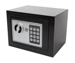 Perel Cassaforte elettronica con codice digitale e chiave di emergenza, cassaforte in acciaio compatta con rivestimento interno morbido, mini cassaforte per gioielli, documenti e contanti, 17x23x17 cm