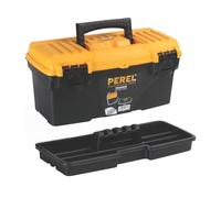 Perel cassetta degli attrezzi 16,7L con vassoio rimovibile, toolbox in plastica con maniglia pieghevole e chiusure robuste, valigetta porta attrezzi per officina e garage 41 x 20,9 x 19,5 cm