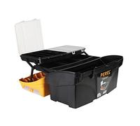 Perel Cassetta degli attrezzi, polipropilene, cantilever, 1 organizer fisso e 2 rimovibili nel coperchio, maniglia pieghevole, chiusure in plastica, nero/giallo, 510 x 290 x 280 mm