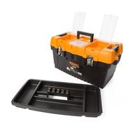 Perel Cassetta degli attrezzi, polipropilene, con vassoio rimovibile, 3 organizer nel coperchio, maniglia pieghevole e chiusura in metallo, nero/arancione, 564 x 310 x 310 mm