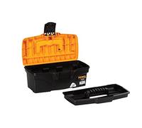 Perel Cassetta degli attrezzi, polipropilene, con vassoio rimovibile, maniglia pieghevole e chiusura in plastica, nero/giallo, 320 x 165 x 136 mm