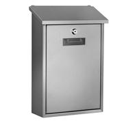 Perel cassetta postale Berlin da esterno grigio argento da muro con targhetta e serratura, cassetta in acciaio inox con 2 chiavi e accessori di montaggio, resistente alle intemperie, montaggio a muro