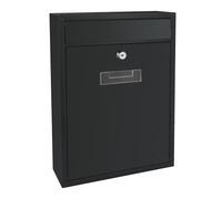 Perel Cassetta postale da muro Ibiza nera con serratura e targhetta