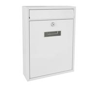 Perel Cassetta postale da muro Ibiza per esterno bianca con serratura e targhetta, compatta